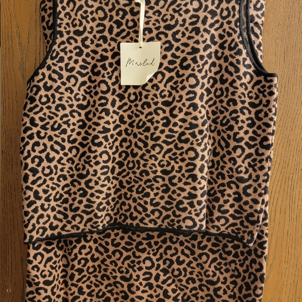 Leopard Print Sleeveless Top and Skirt Set
